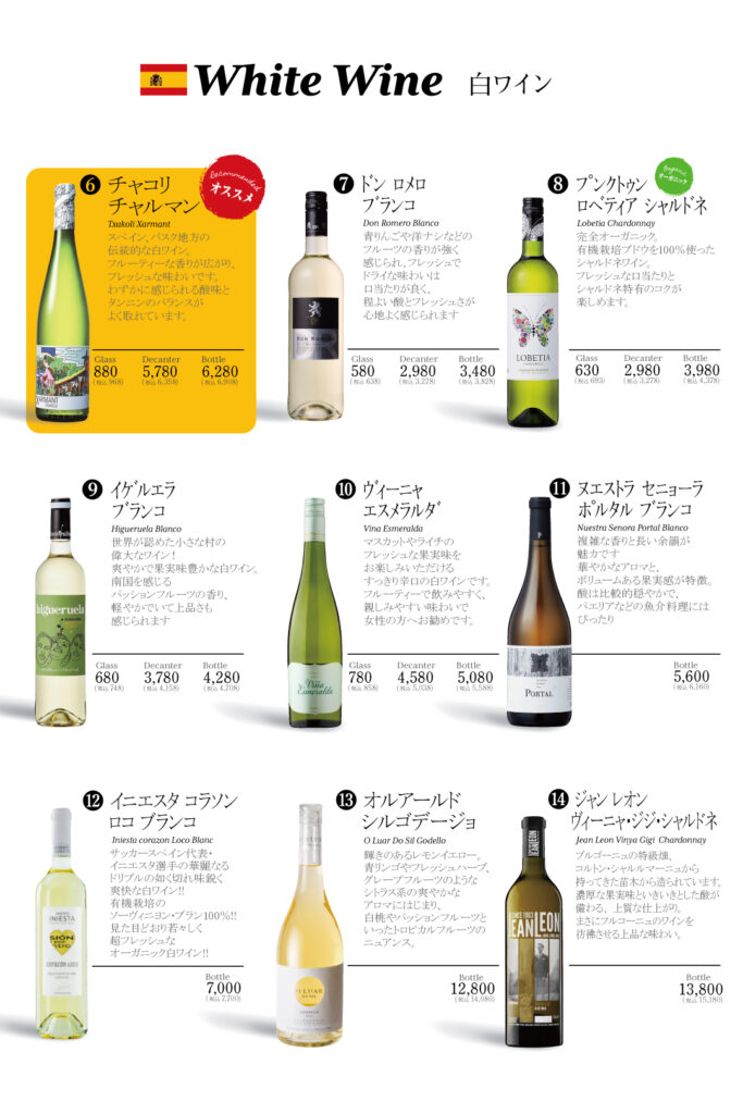 White Wine Menu